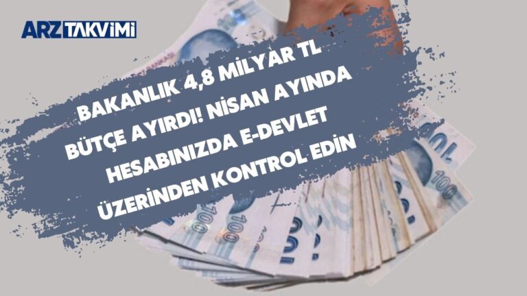 Bakanlık 4,8 milyar TL bütçe ayırdı! Nisan ayında hesabınızda e-Devlet üzerinden kontrol edin